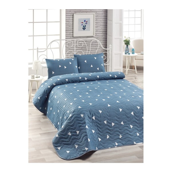 Mėlynos spalvos lovatiesė su pagalvių užvalkalais Mismo Cula, 160 x 220 cm