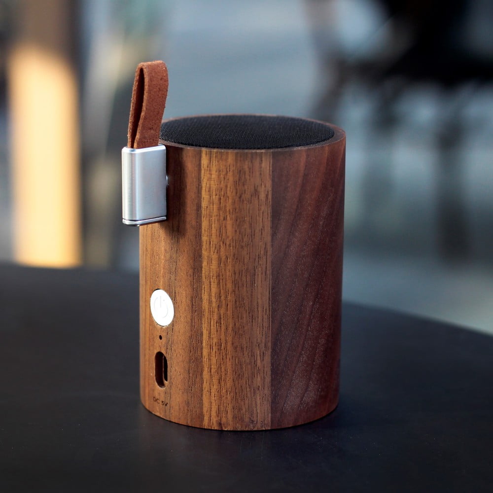 Bluetooth garsiakalbis su tamsaus riešutmedžio medienos apdaila Gingko Drum