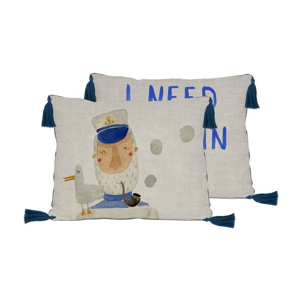 Smėlio spalvos pagalvė su linu Little Nice Things Captain, 50 x 35 cm