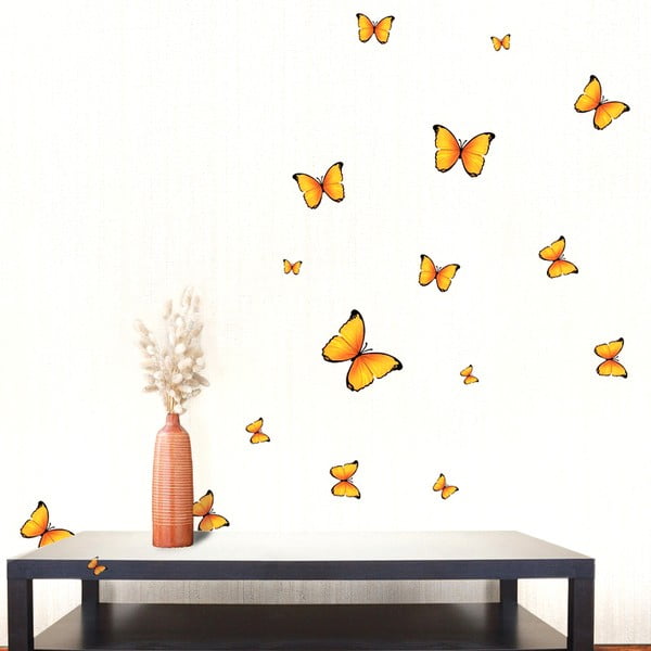 18 Ambiance Yellow Butterflies sienų lipdukų rinkinys