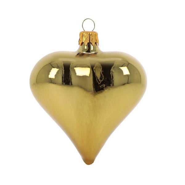 3 aukso spalvos širdelės formos stiklinių kalėdinių dekoracijų rinkinys Ego Dekor