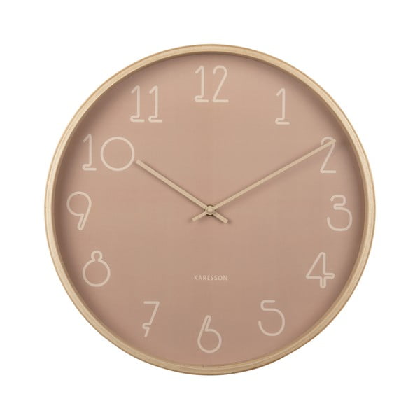 Rožinis sieninis laikrodis Karlsson Sencillo, ø 40 cm