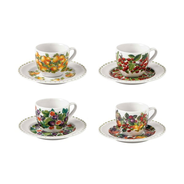 4 porcelianinių puodelių rinkinys su lėkštutėmis Brandani Le Primizie