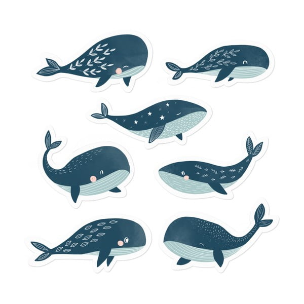 7 vinilinių lipdukų rinkinys Whales Printintin