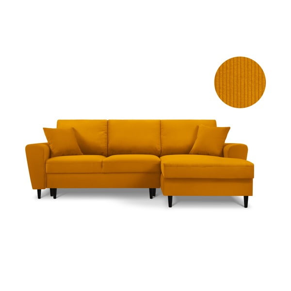 Oranžinė kampinė sofa-lova Kooko Home Jazz, dešinysis kampas