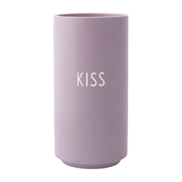 Violetinė porcelianinė vaza Design Letters Kiss, aukštis 11 cm