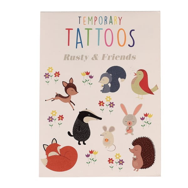 2 lapų su laikinomis tatuiruotėmis rinkinys Rex London Rusty And Friends
