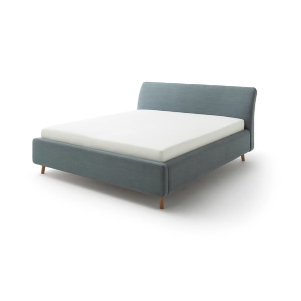 Mėlynai žalia minkšta dvigulė lova Meise Möbel Mila, 180 x 200 cm
