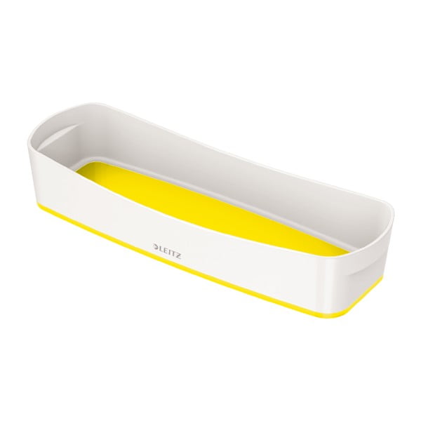 Baltos ir geltonos spalvų rašomojo stalo dėklas Leitz MyBox, 31 cm ilgio