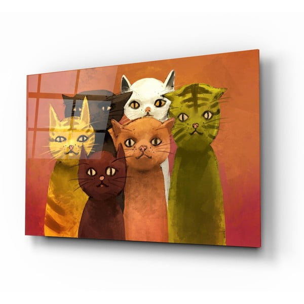Paveikslas ant stiklo Insigne Cartoon Cats, 72 x 46 cm