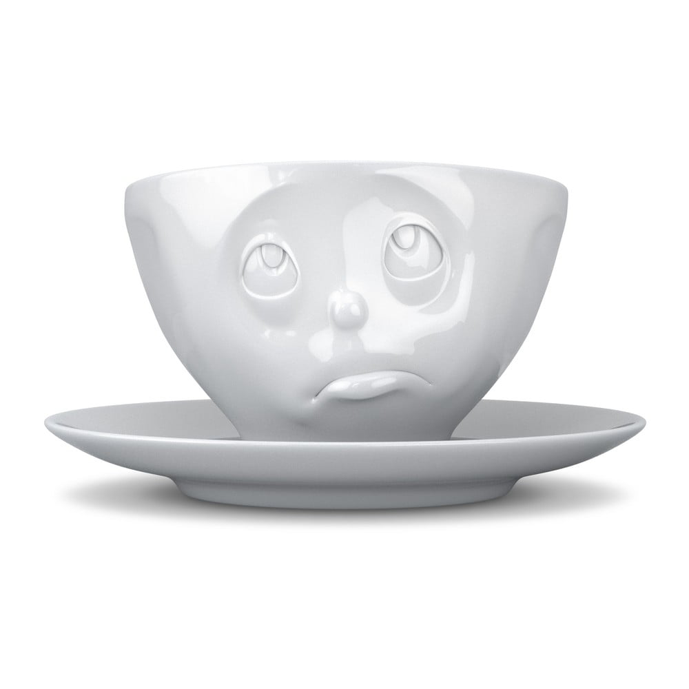 Baltas porcelianinis kavos puodelis su lėkštele Oh please 58 products, tūris 200 ml