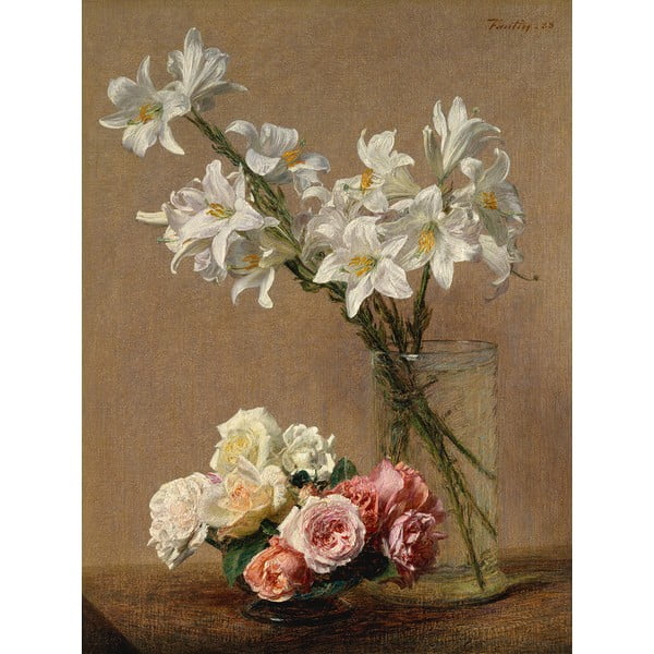 Henri Fantin-Latour reprodukcija Roses and Lilies, 45 x 60 cm