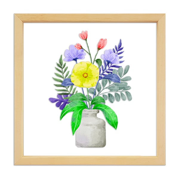 Stiklo paveikslas mediniame rėme Vavien Artwork Flowers, 32 x 32 cm