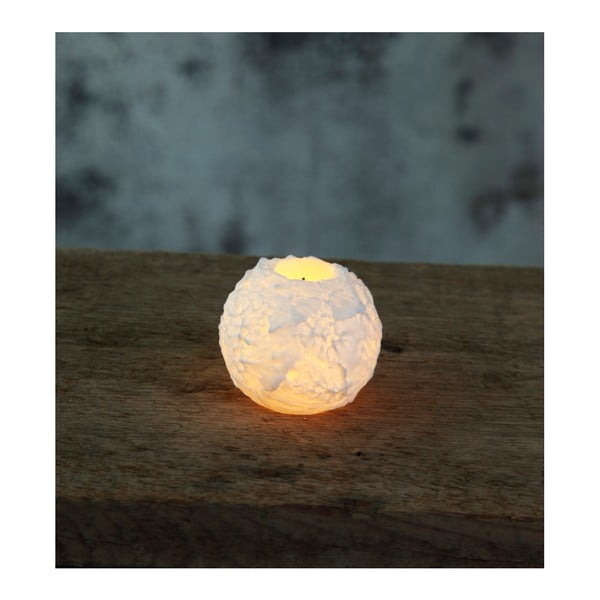 Balto vaško LED žvakė Star Trading Snowta, aukštis 6,5 cm