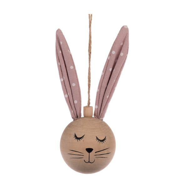 Rožinės spalvos medinė velykinė pakabinama dekoracija Dakls Bunny