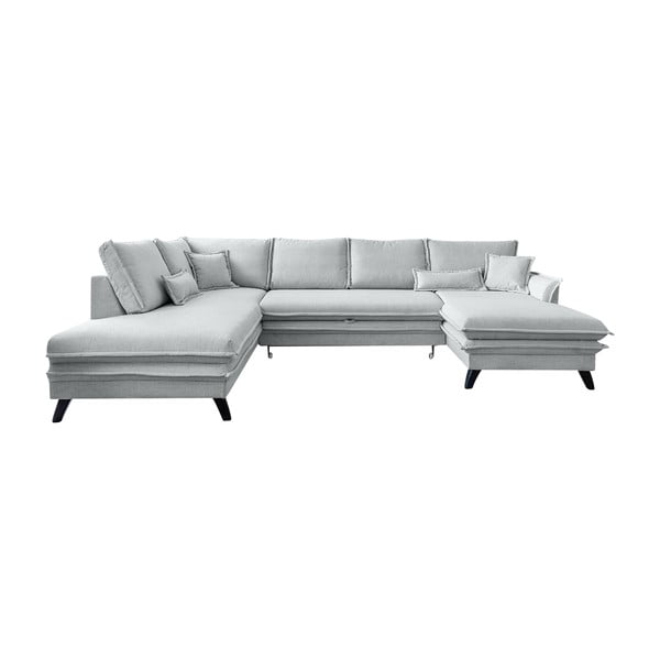 Šviesiai pilka U formos sofa-lova Miuform Charming Charlie, kairysis kampas