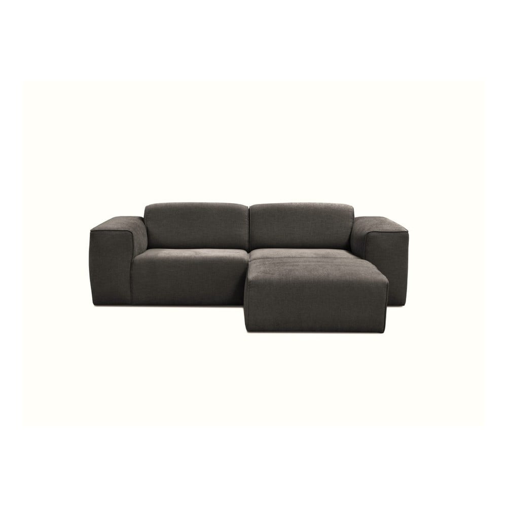 Tamsiai pilka trijų vietų sofa su pufu Cosmopolitan Design Phoenix