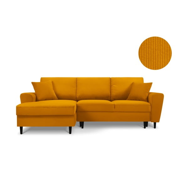 Oranžinės kampinė sofa-lova Kooko Home Jazz, kairysis kampas