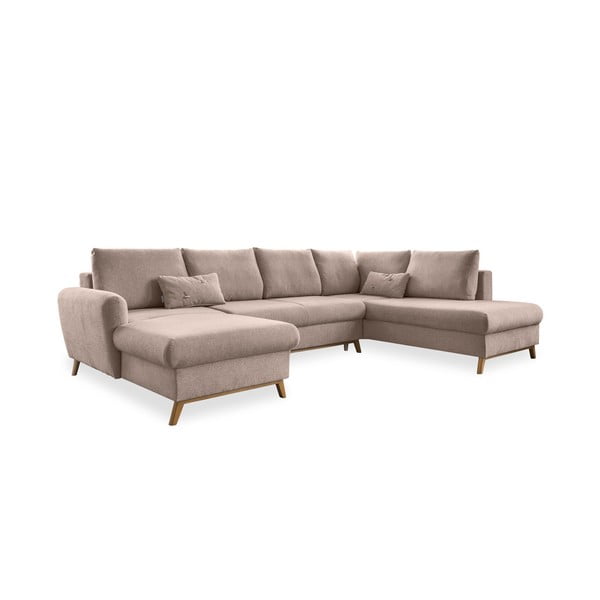 Smėlio spalvos sofa-lova U formos Miuform Scandic Lagom, dešinysis kampas