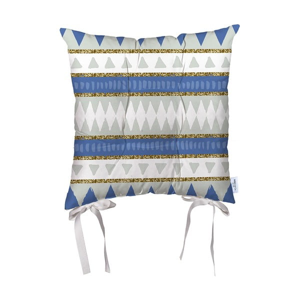 Mėlyna ir balta mikropluošto sėdynės pagalvėlė Mike & Co. NEW YORK Santorinis, 43 x 43 cm