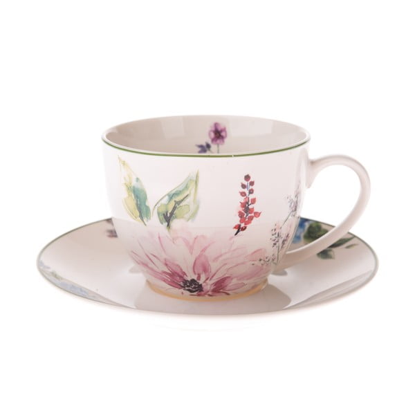 Porcelianinis puodelis su lėkšte Dakls Flower Garden, 260 ml