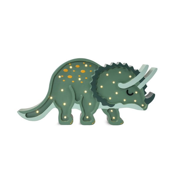 Žalias pušies medienos stalinis šviestuvas Little Lights Triceratops, ilgis 49 cm