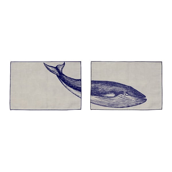 2 dekoracijų rinkinys Madre Selva Blue Whale, 45 x 30 cm