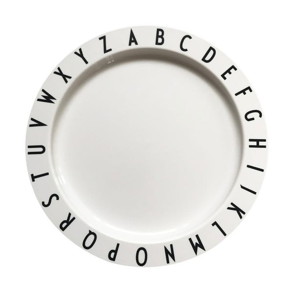 Baltos spalvos vaikiška lėkštė Design Letters Eat & Learn, ø 20 cm