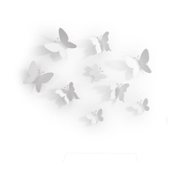 9 baltų 3D sienų dekoracijų rinkinys Umbra Butterflies