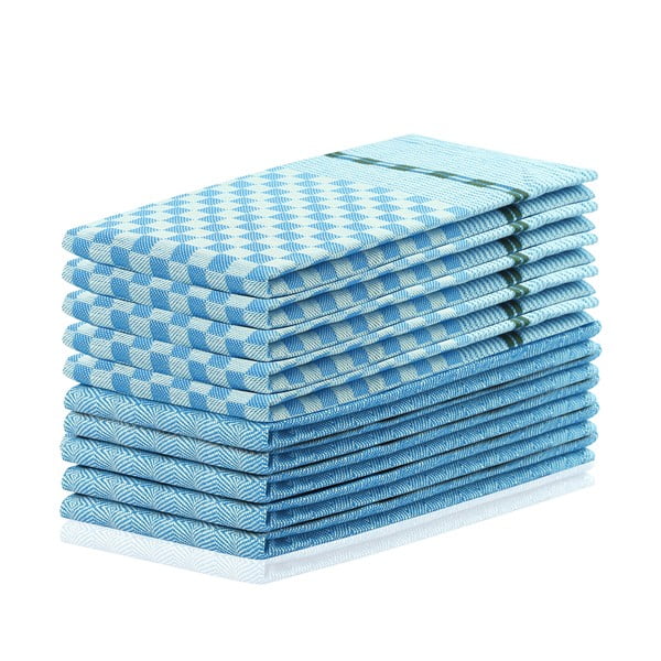 10 mėlynos spalvos medvilninių rankšluosčių rinkinys DecoKing Louie, 50 x 70 cm
