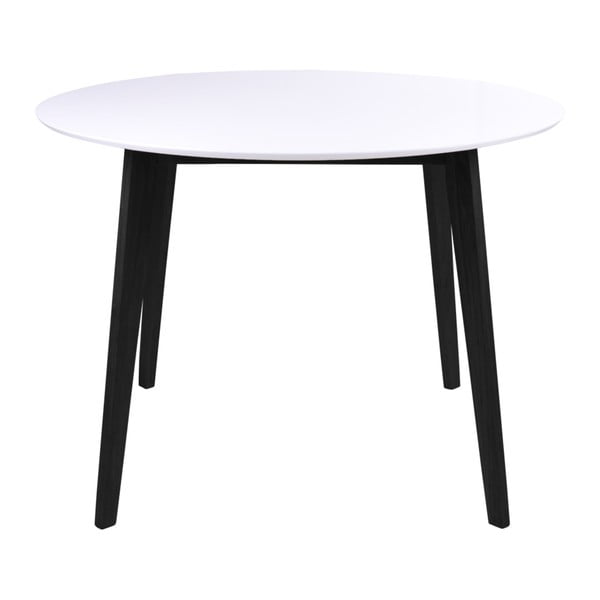 Valgomojo stalas su baltu stalviršiu ir juodomis kaučiukmedžio kojomis House Nordic Vojens, ⌀ 105 cm