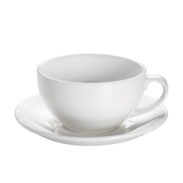 Baltas porcelianinis puodelis su lėkšte Maxwell & Williams Basic, 310 ml
