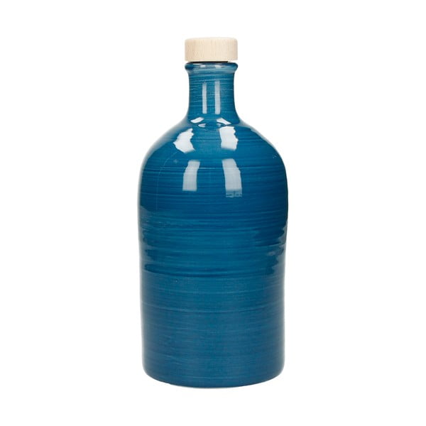 Mėlynos spalvos keraminis butelis aliejui Brandani Maiolica, 500 ml