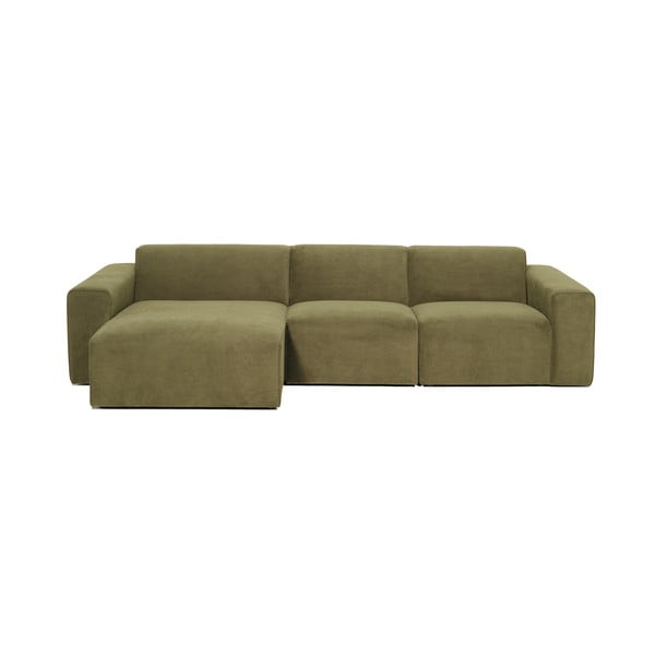 Žalios spalvos aksominė kampinė modulinė sofa Scandic Sting, kairysis kampas