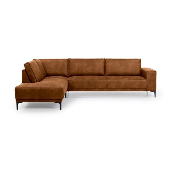 Ruda kampinė sofa iš dirbtinės odos Scandic Copenhagen, kairysis kampas