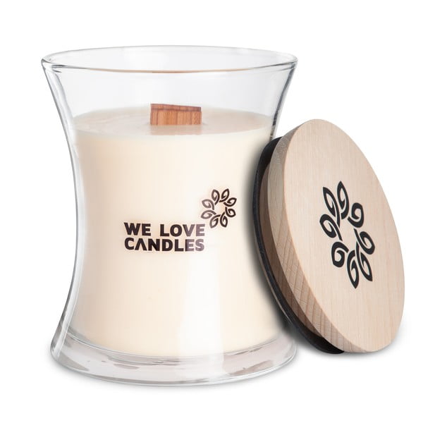 Sojų vaško žvakė We Love Candles Ivory Cotton, degimo trukmė 64 val.