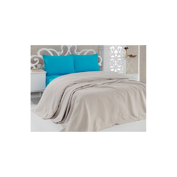 Smėlio spalvos medvilninė lovatiesė Pique Beige, 200 x 240 cm
