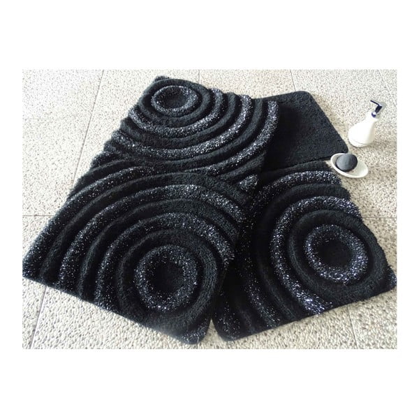 3 juodų vonios kilimėlių rinkinys Chilai Home by Alessia Wave