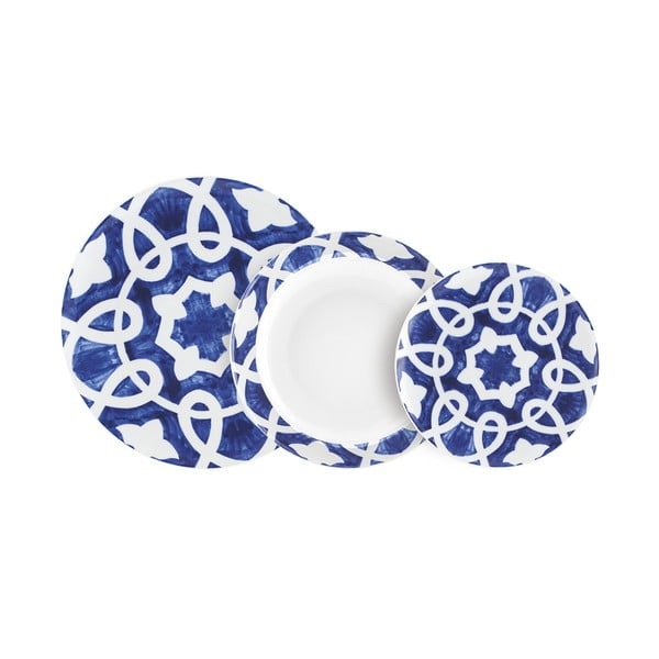 18 dalių mėlynos ir baltos spalvos porcelianinių indų rinkinys Villa Altachiara Vietri