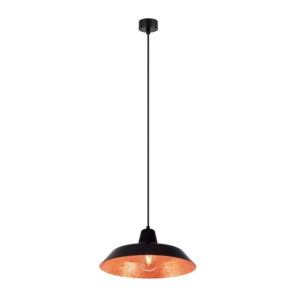 Juodas pakabinamas šviestuvas su vario spalvos vidumi Bulb Attack Cinco, ⌀ 35 cm