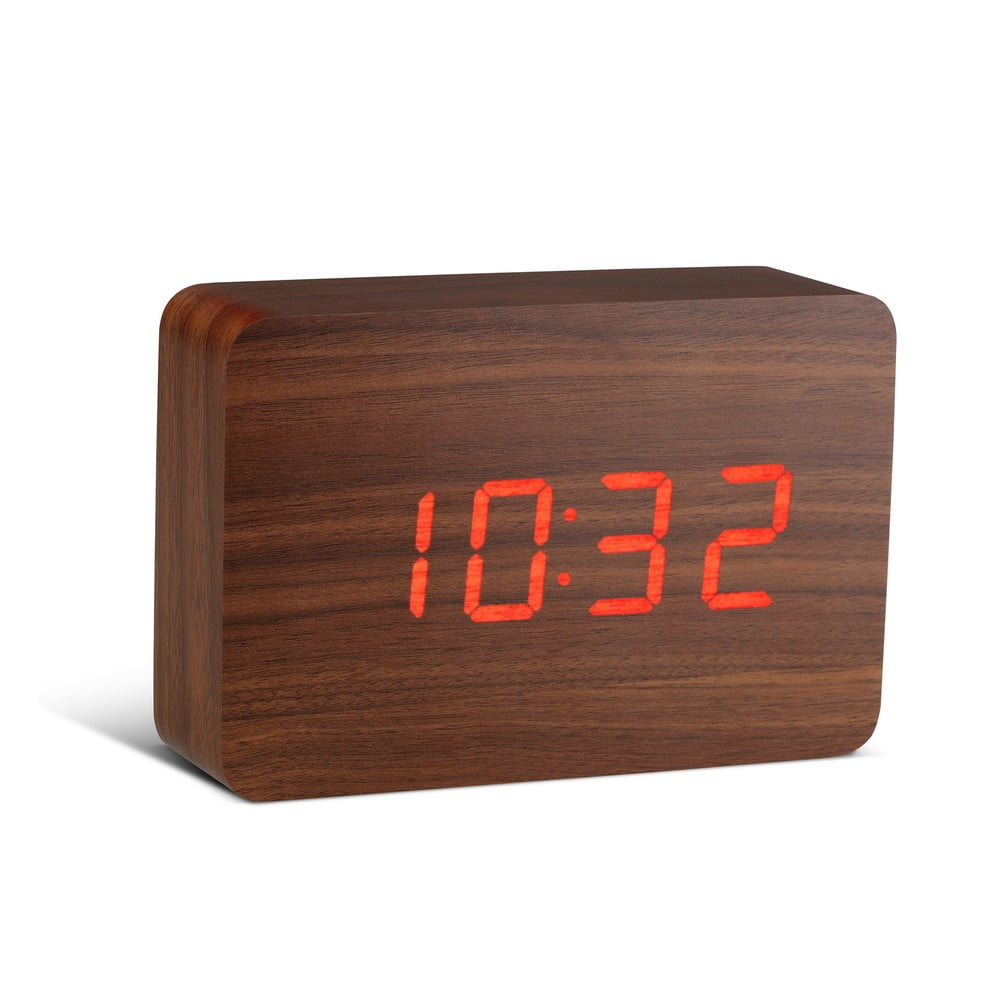 Rudas žadintuvas su raudonu LED ekranu Gingko Brick Click Clock Clock