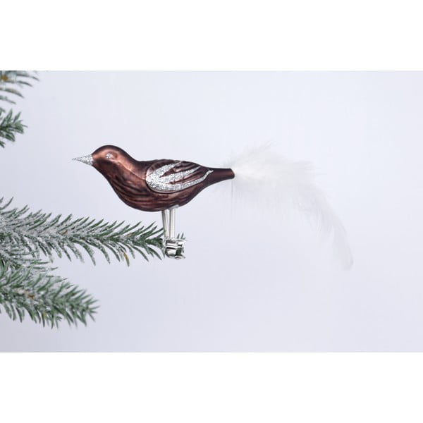 3 rudo stiklo kalėdinių paukščio formos dekoracijų rinkinys Ego Dekor