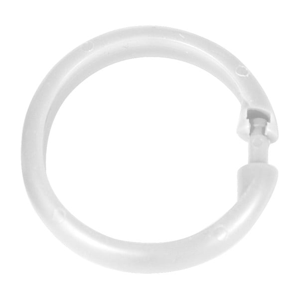 12 baltų plastikinių žiedų rinkinys, skirtas dušo užuolaidai Wenko