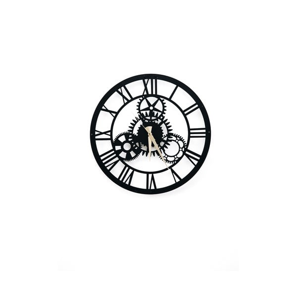 Juodas sieninis laikrodis Davin Clock, ⌀ 48 cm