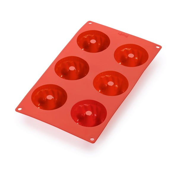 Raudona silikoninė forma 6 mini bandelėms Lékué