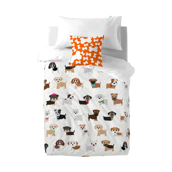 Vaikiška medvilninė antklodė ir pagalvė Mr. Fox Dogs, 140 x 200 cm