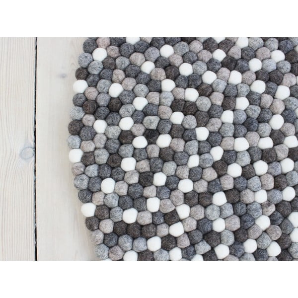 Pilkos ir baltos spalvos vilnos kilimas Wooldot Ball Rugs, ⌀ 120 cm