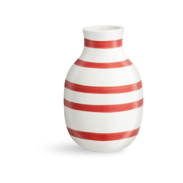 Balta ir raudona dryžuota keraminė vaza Kähler Design Omaggio, aukštis 12,5 cm
