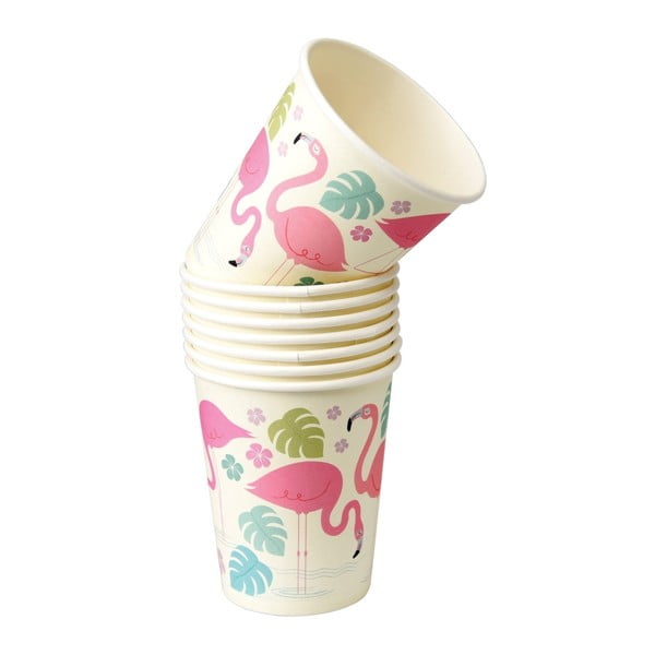 8 popierinių puodelių rinkinys Rex London Flamingo Bay, 250 ml