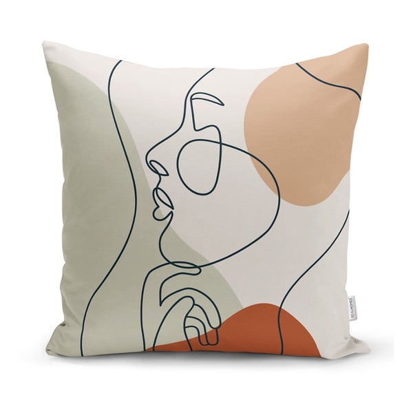 Minimalistiniai pagalvėlių užvalkalai Pastelinis piešinys Veidas, 45 x 45 cm